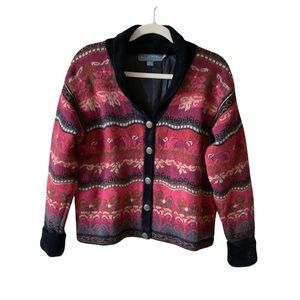 Vintage Icelandic Design Wool Heavy Sweater Jacket Size M